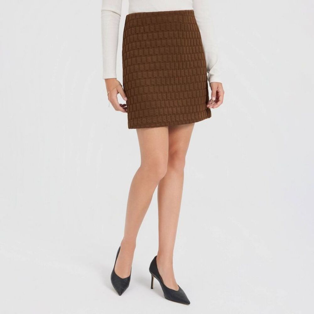 A New Day - Women's Quilted Mini A-Line Skirt - A New Day Brow Brown
